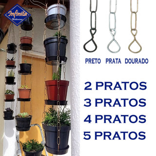 Violeteiro com corrente pendurar vaso planta metal pratinho em Oferta na Shopee
