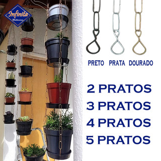 Violeteiro com corrente pendurar vaso planta metal pratinho