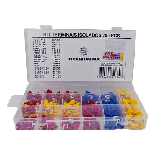 Kit 200 Terminal Elétrico Isolado Olhal Ilhós Pino Garfo