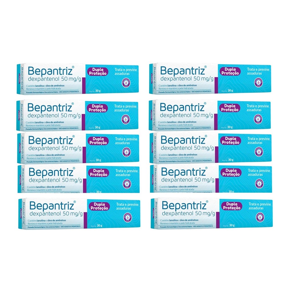 Kit Bepantriz Pomada Dupla Proteção Com 10 Caixas De 30g Cada