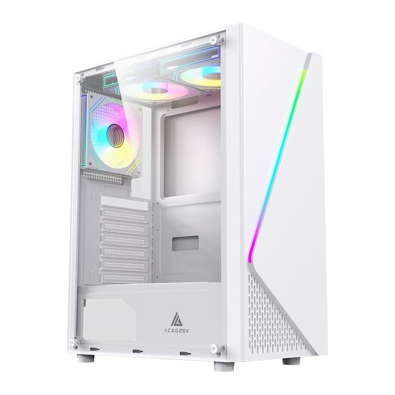 Gabinete Gamer Acegeek Lumix, Mid-Tower, Lateral de Vidro, Branco, AG-LUMIX-WH em Oferta na Shopee