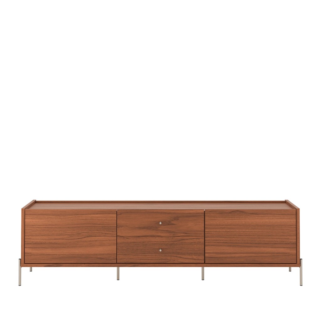 Rack para TV Até 75" 2 Gavetas 2 Portas Jasper 220 cm - Canella c/ Champanhe — imagem 2 de 2