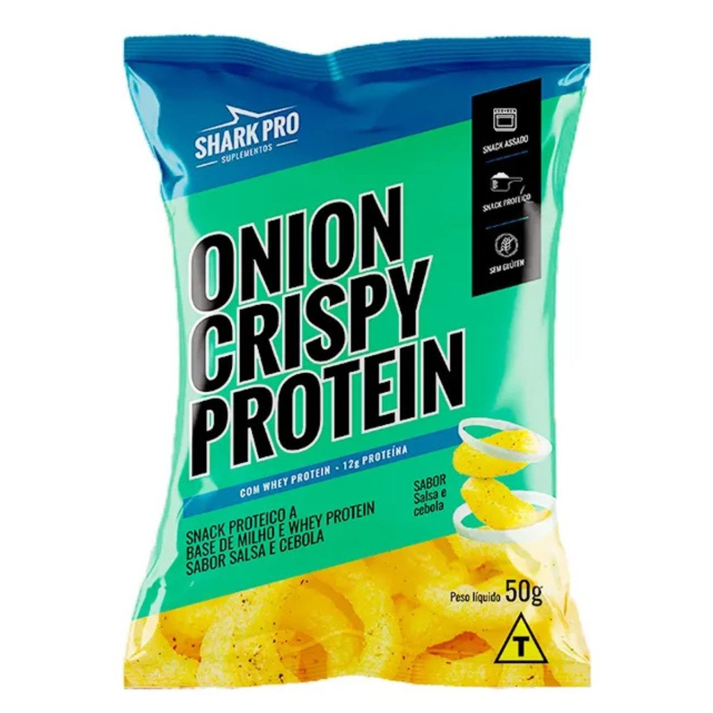 KIT 5 SNACK PROTEICO SALGADINHO WHEY ONION CRISPY CEBOLA 50G