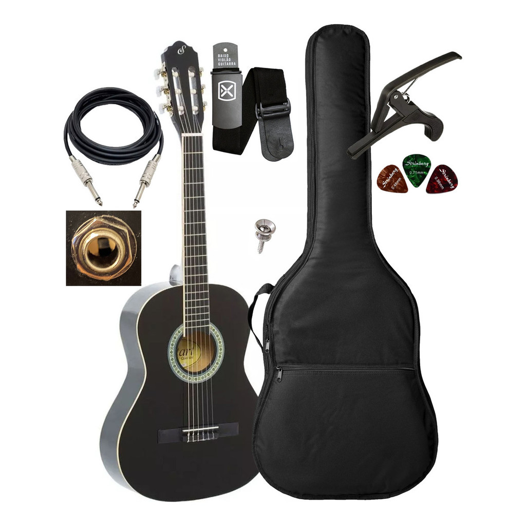 Violão Giannini N6 Bk Captador Passivo + Capa Acessórios