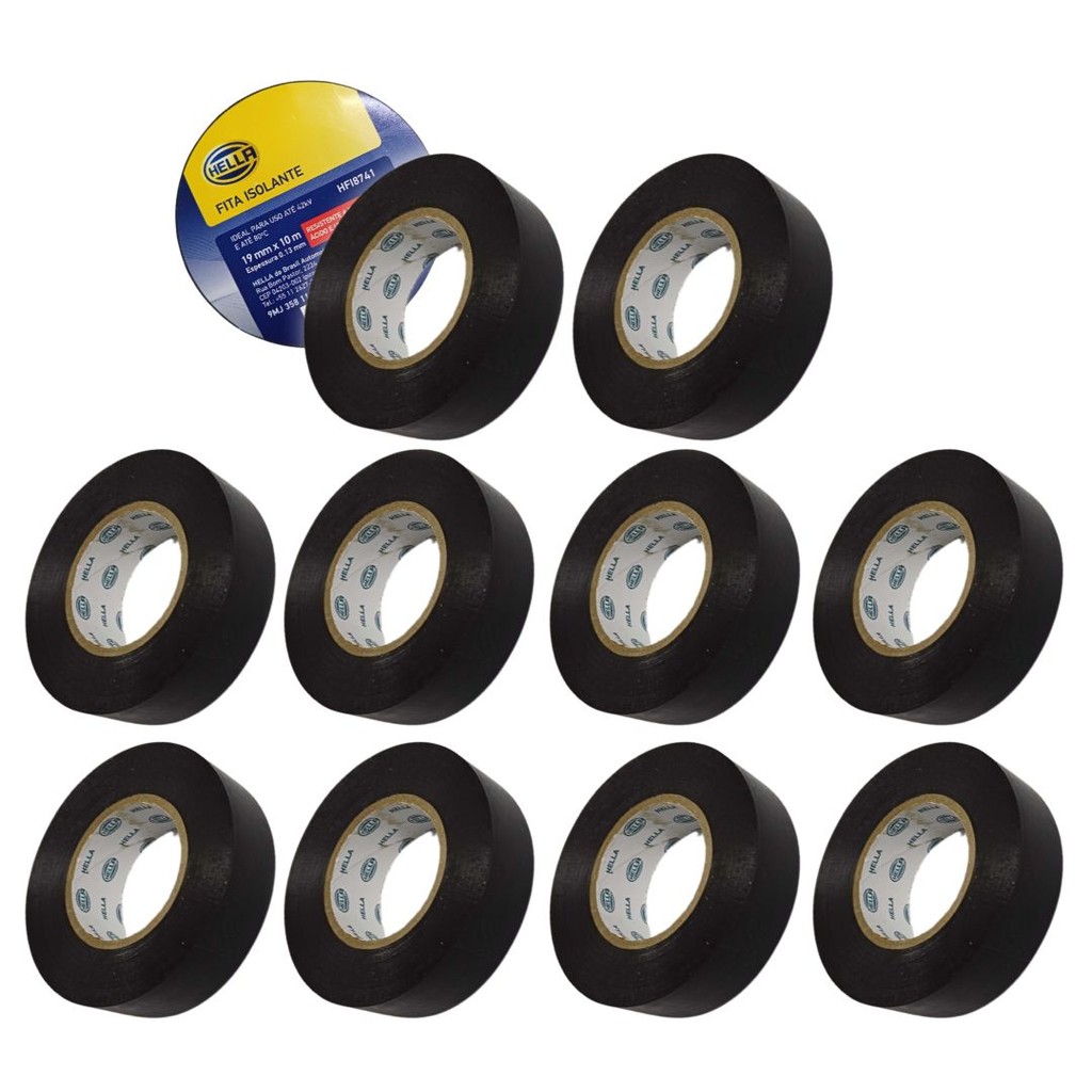 Kit 10 Fita Isolante 19mm 10m Resistente Fogo Graxa Umidade Hella HFI8741 - Home & Living