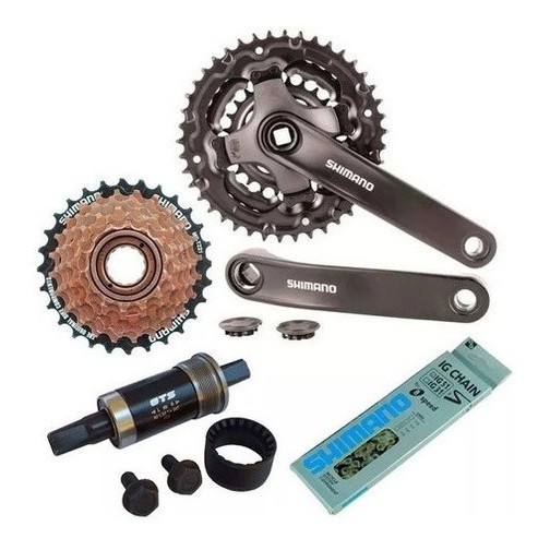 Kit Relação Shimano Bik Pedevela Corrente Catraca 7v Central