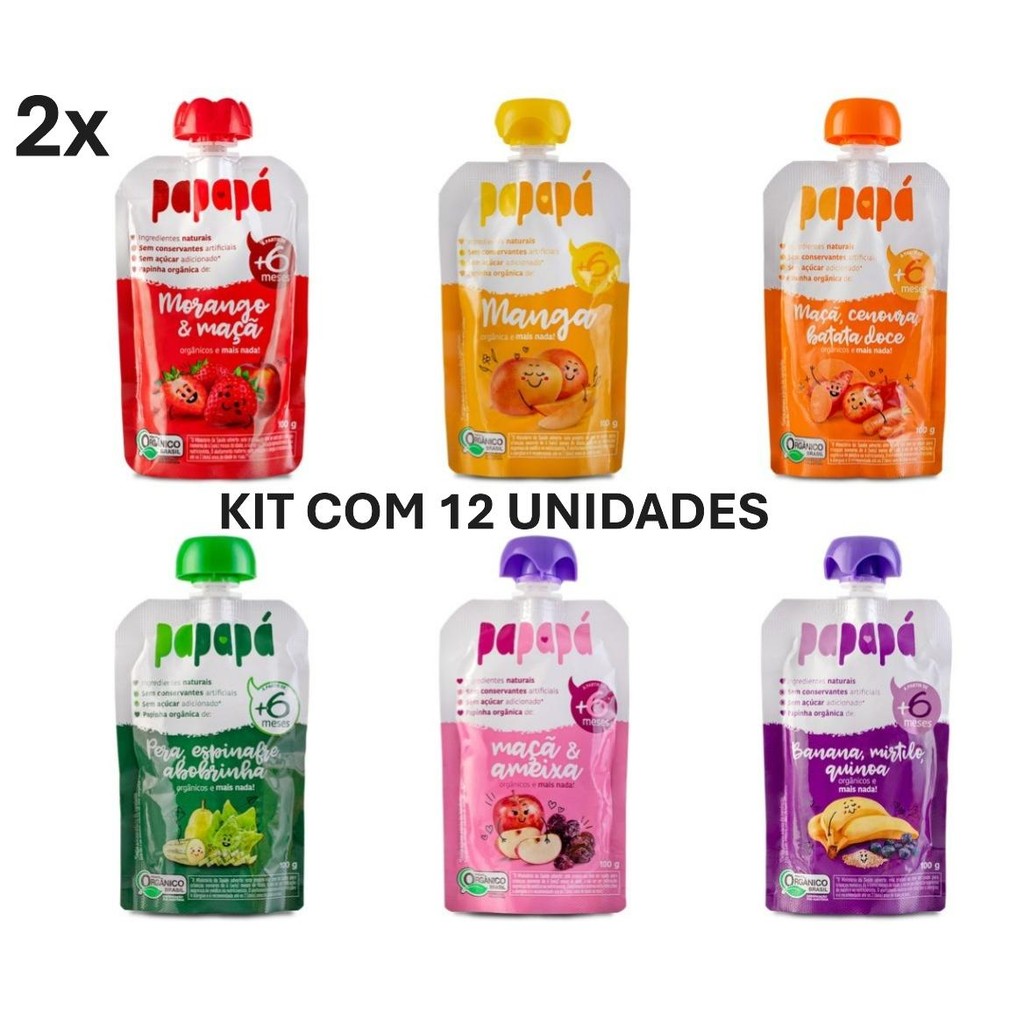 Papinhas de bebe frutas 12 papinhas organica papapa