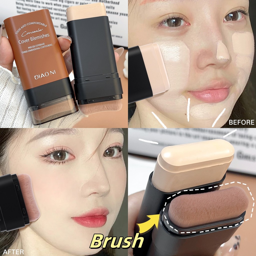 Bastão De Base De Borracha De 5 Cores-Contorno De Corretivo Com Pincel-Maquiagem De Alta Cobertura-Longa Duração , Contr em Oferta na Shopee