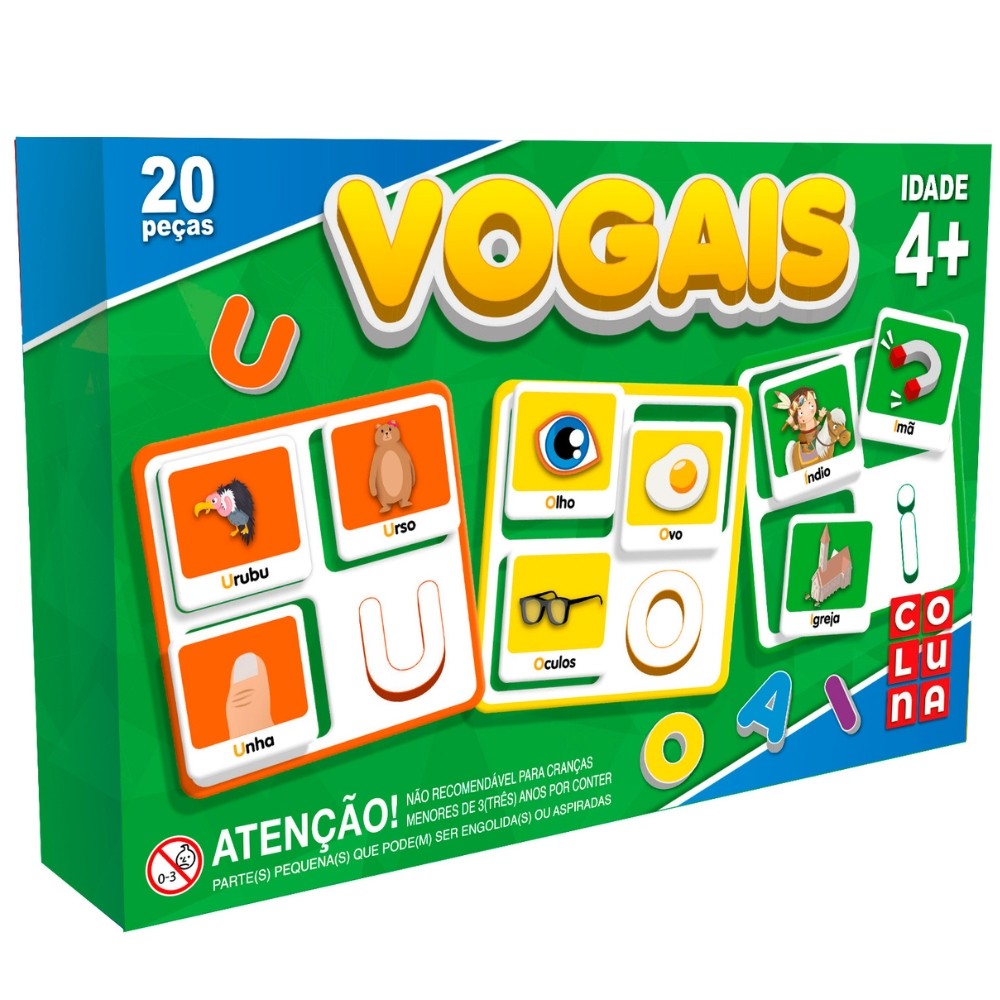JOGO VOGAIS 20 PEÇAS COLUNA APRENDER PALAVRAS FRASES LETRAS AEIOU CRIANÇA BRINQUEDO INFANTIL BRINCAR em Oferta na Shopee