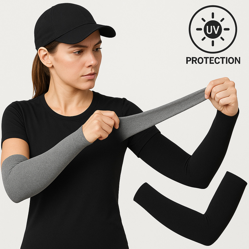 Kit 2 Pares Manguito Proteção Solar UV50+ Manga Esportiva Protetor Solar Uv Manga Abertura no Dedo