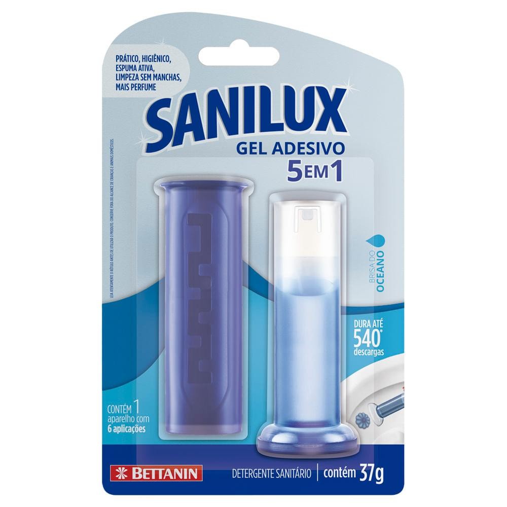 Desodorizador Sanitário em Gel Adesivo 5 em 1 Brisa do Oceano 37g Sanilux Bettanin em Oferta na Shopee