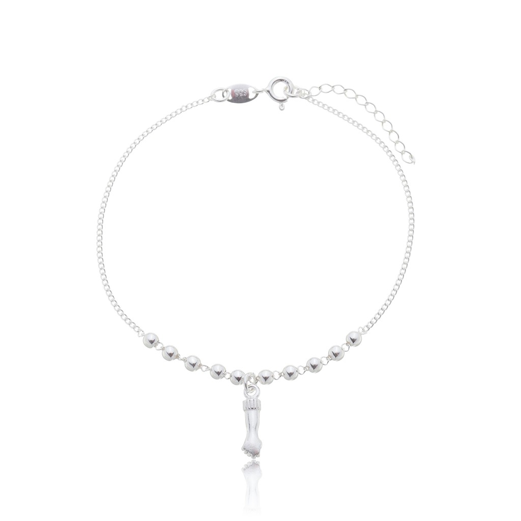 Pulseira De Bolinhas Com Pingente Figa Prata 925