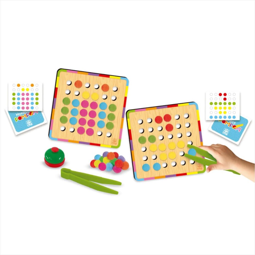 Jogo Mosaico Pompom Educativo Infantil 112 Peças Nig Madeira