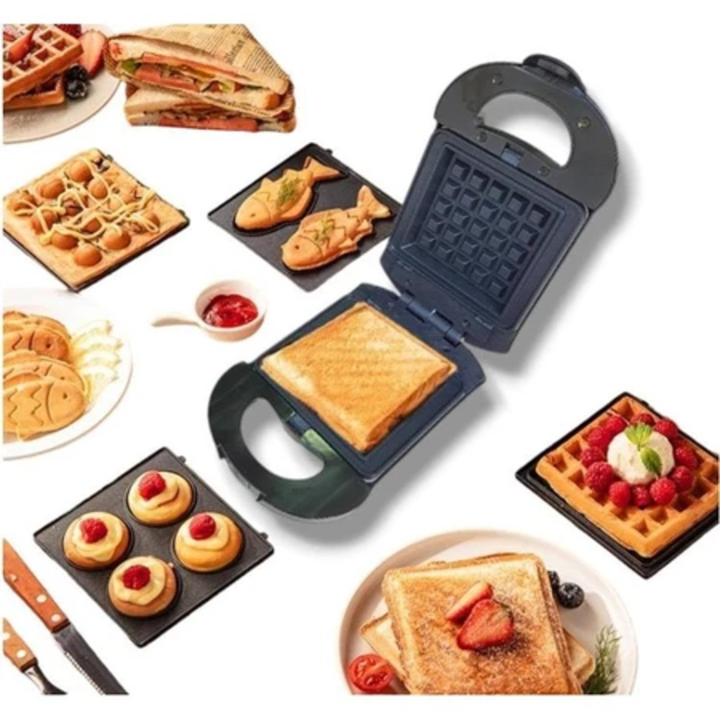 Imagem Nova -Sanduicheira, Máquina Multifuncional Leve, Para Fazer Pão Com Aquecimento Frente E Verso