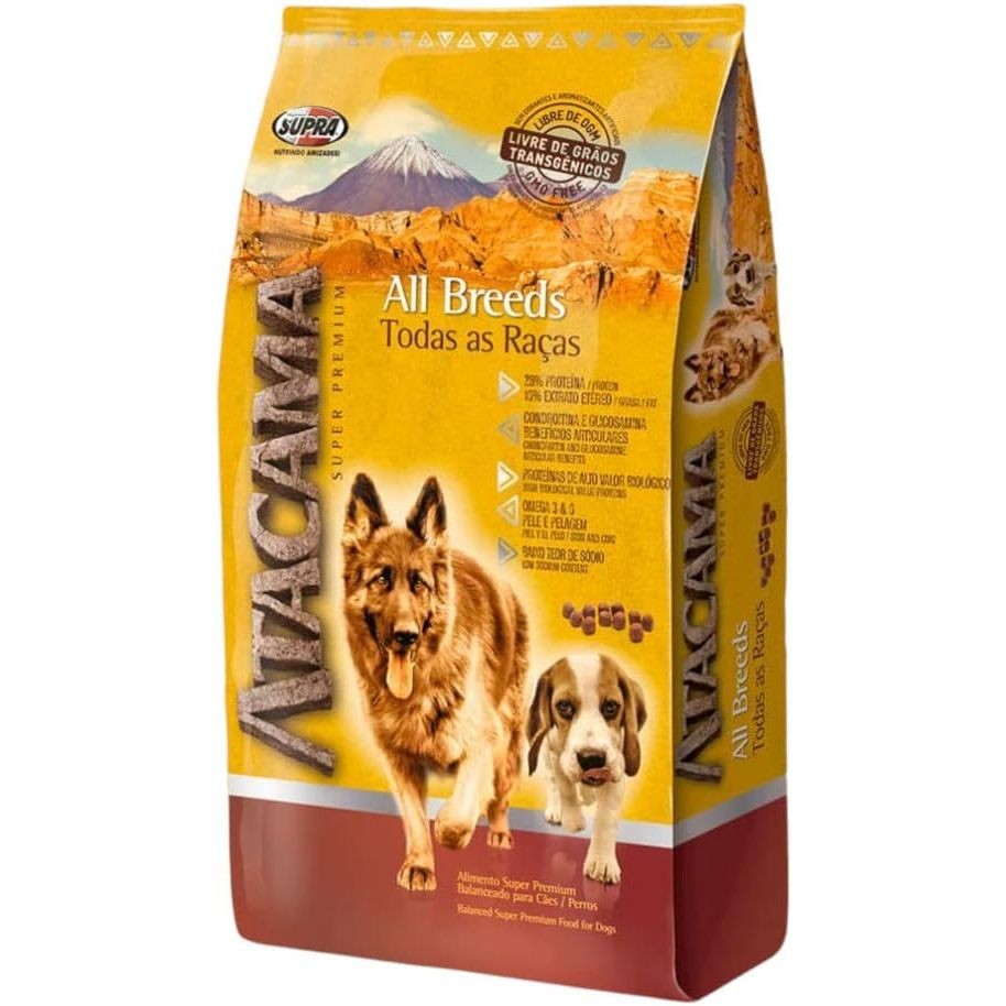 Ração Supra Atacama 14kg Cães Adultos ou Filhotes – Sabor Carne ou Frango, Super Premium