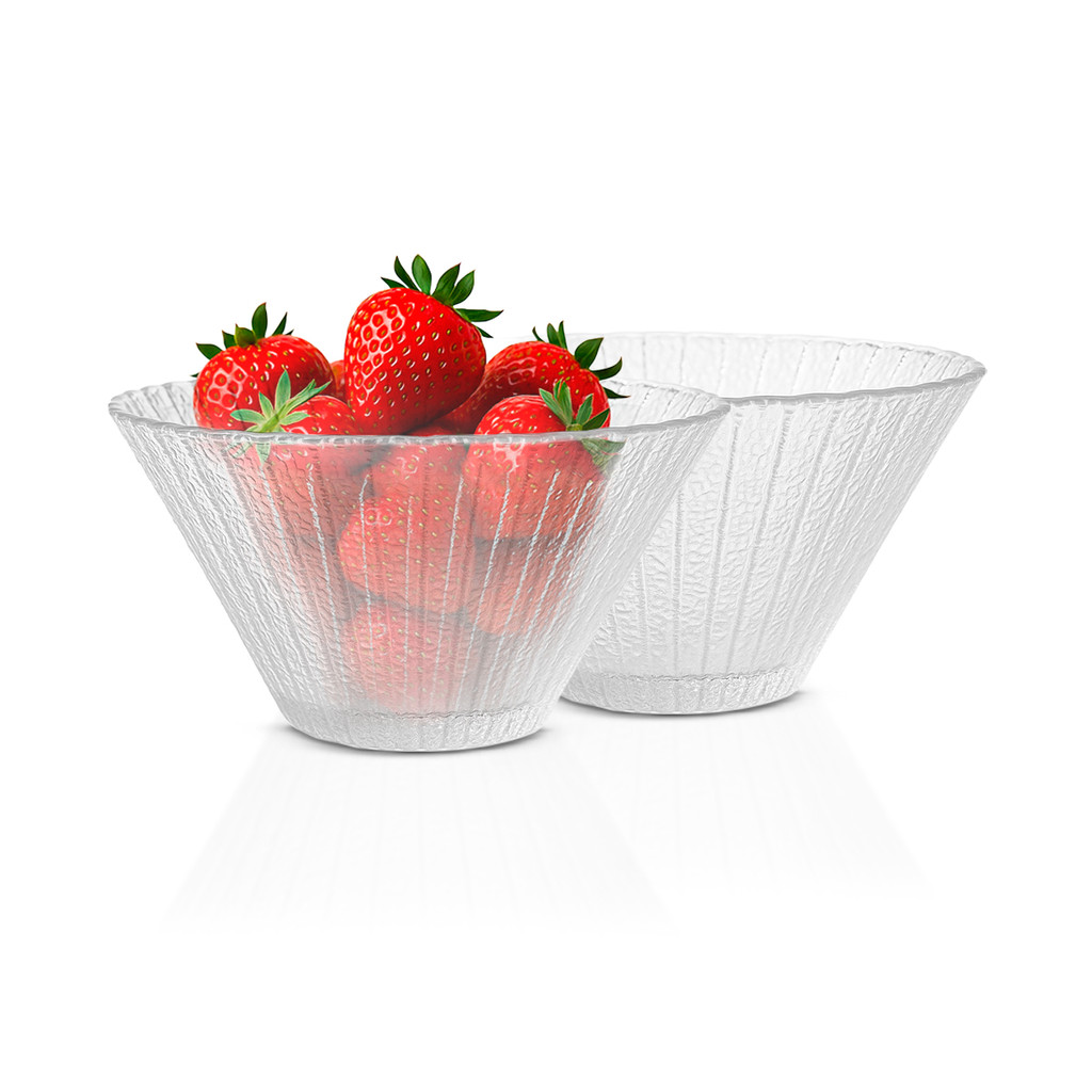 Kit 2 Bowl pote travessa tigela vidro decorar petisco 600ML fruteira servir saladeira Cozinha