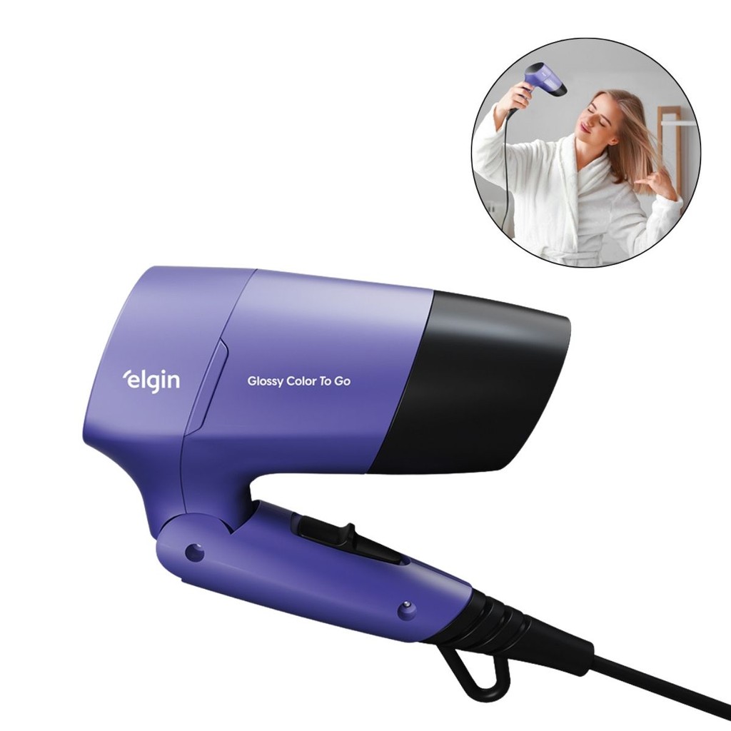 Secador Glossy Color To Go Para Viagem 1200W Bivolt Elgin em Oferta na Shopee