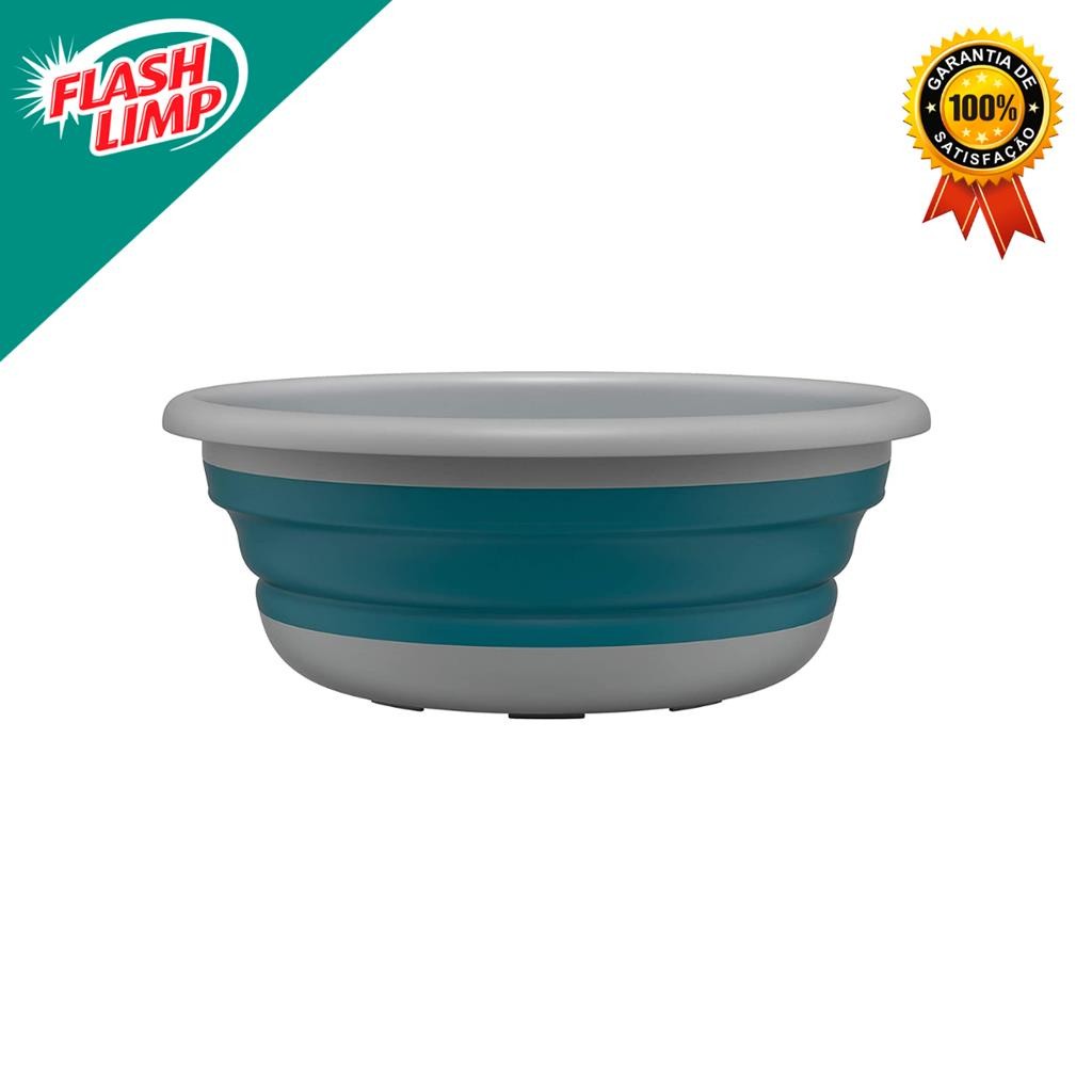 Bacia Retrátil 8 Litros Verde Esmeralda Flash Limp RET3499 Dobrável Mais Organização - Home & Living