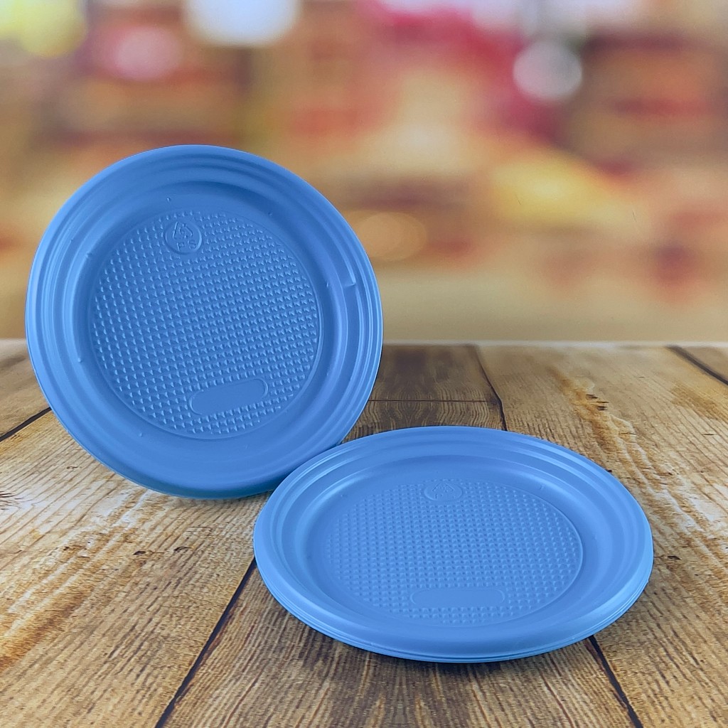 50 PRATOS SOBREMESA FESTA AZUL NEON 15cm (PLASTIK)