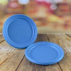 50 PRATOS SOBREMESA FESTA AZUL NEON 15cm (PLASTIK)