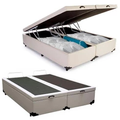 Cama Box Baú Queen Bipartido Sintético Serene cor disponível Branco 158x198x44