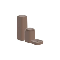 Kit de acessórios de bancada com saboneteira Ou 3 peças Linha Aura - Marrom Amêndoa
