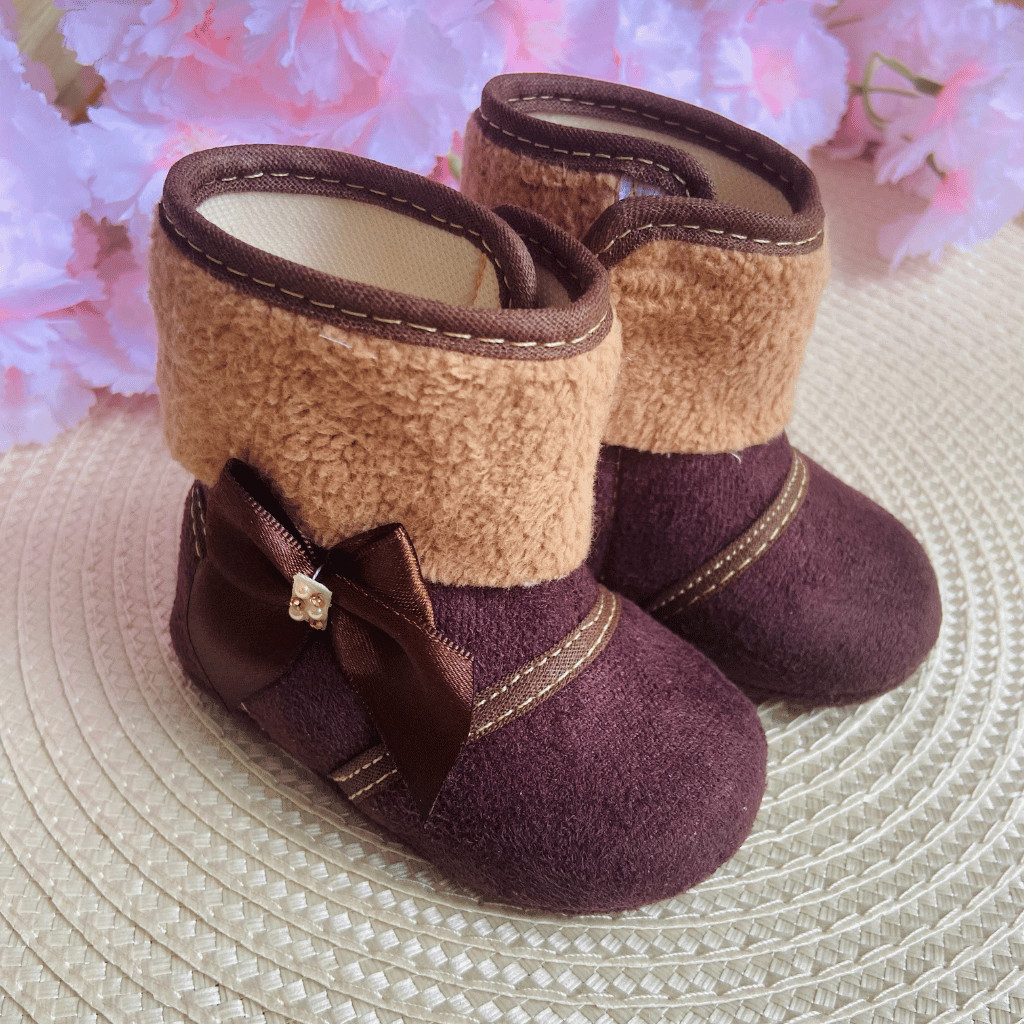 Bota Infantil menina bebê Café com Caramelo | Bota Maria Bonita