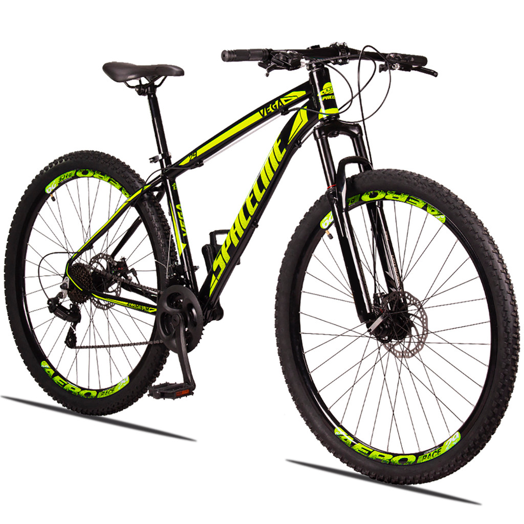 Bicicleta Aro 29 Spaceline Vega Alumínio 24 Vel marchas Freio a Disco hidráulico Suspensão MTB