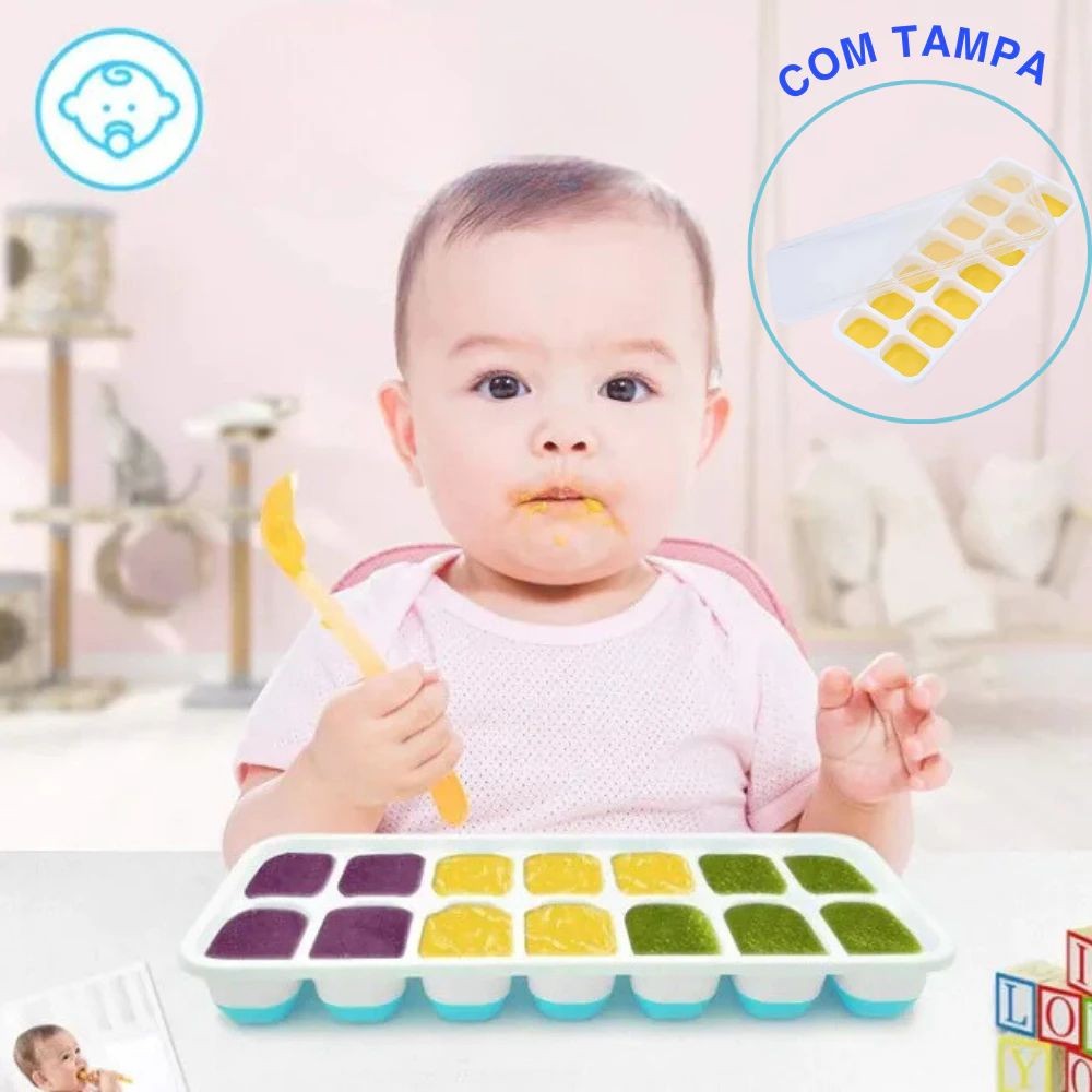 Kit 8 Forminhas Gelo Papinha com Fundo Silicone e Tampa — imagem 2 de 2