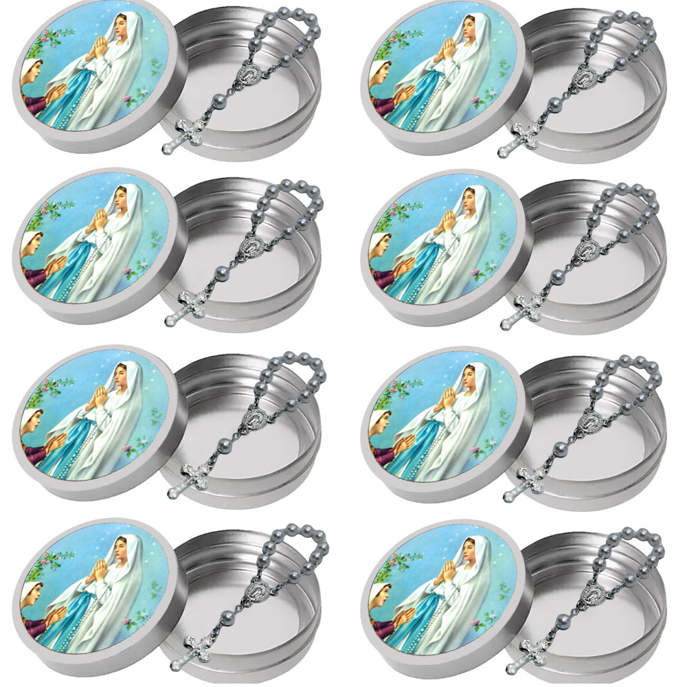 10 Latinha 10 Mini Terço Nossa Senhora de Lourdes Catolica