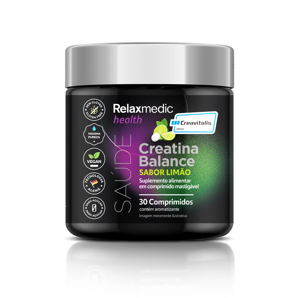 Creatina Mastigável Balance 30 Comprimidos Health Relaxmedic em Oferta na Shopee