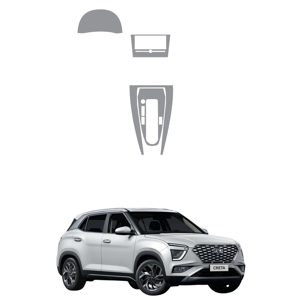 Película PPF Proteção Kit Velocímetro Multimídia Console Central Hyundai Creta Comfort Plus 2022 2024 TPU