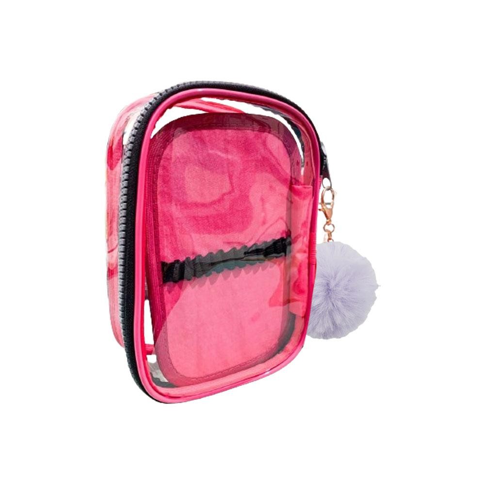 Estojo Baú Jumbo c/ Elástico Cristal Rosa Pink Fizz