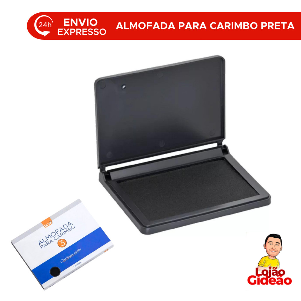 Almofada Carimbeira  Com Tinta Para Carimbo Tintado Cor Preta Para Escola Escritório