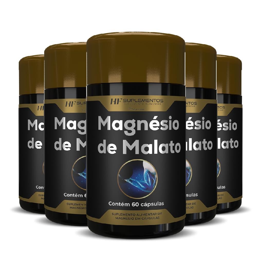 5x MAGNÉSIO DE MALATO PREMIUM 60 CAPS HF SUPLEMENTOS