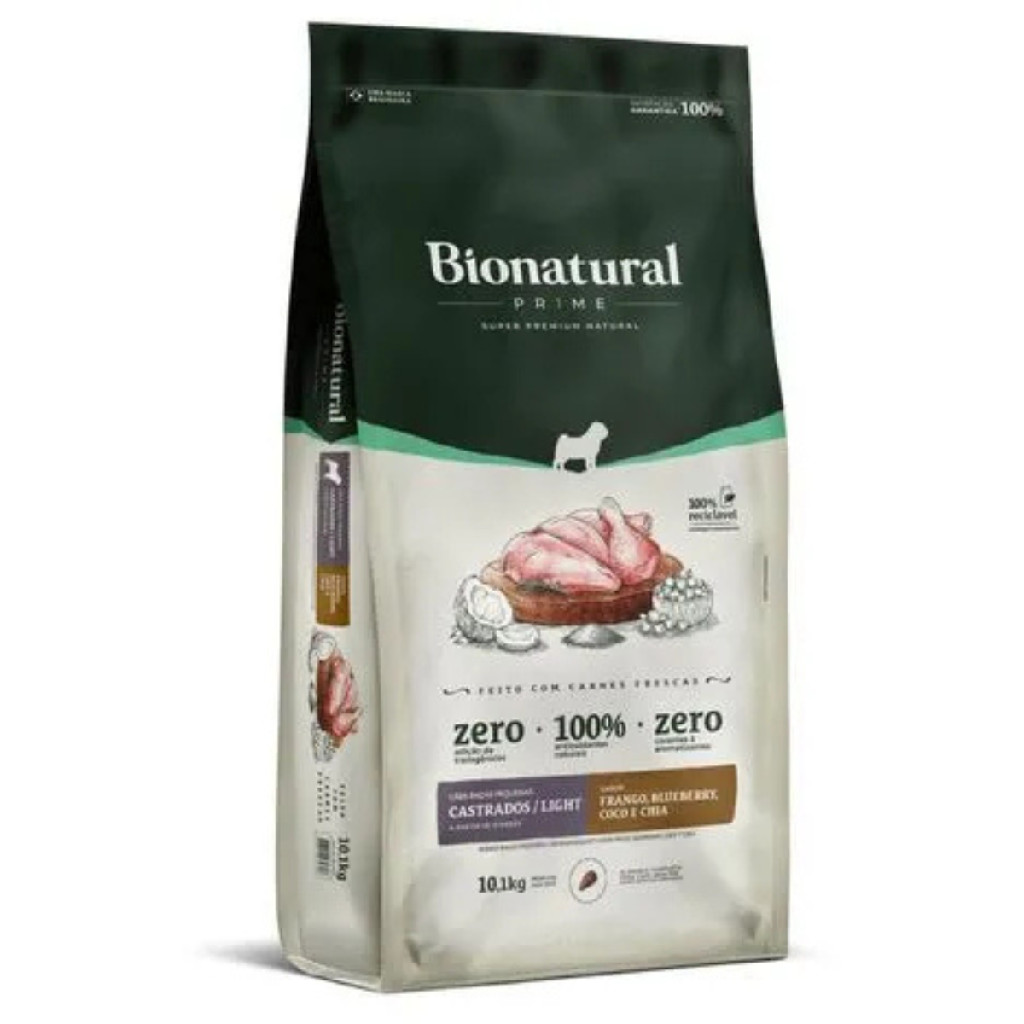 Ração Bionatural Prime 10,1Kg Light Cães Castrados Pequenos em Oferta na Shopee