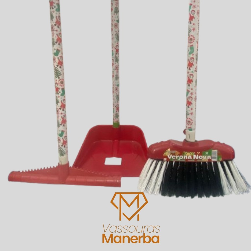 KIT VERMELHO VASS VERONA NOVA + PA PLASTICA + RODO 30 CM (COM CABOS)