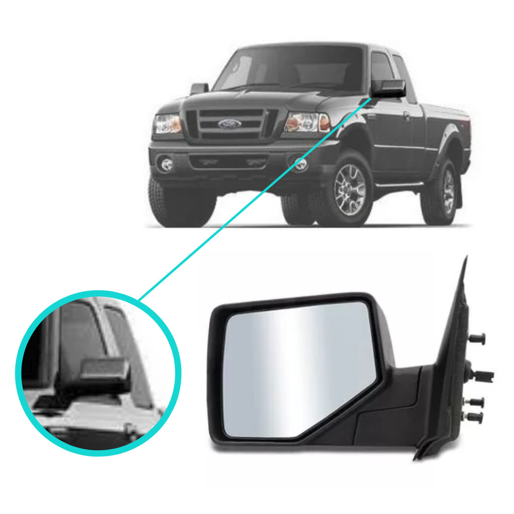 Retrovisor Esquerdo Ranger 2010 2011 2012 Manual Preto