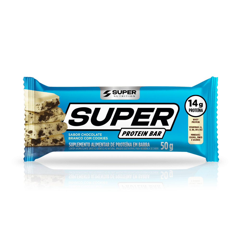 Super Protein Bar Barrinha Chocolate Branco com Cookies 50g - Health
