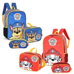 Kit Mochila Escolar de Costas + Estojo Duplo + Lancheira Térmica Patrulha Canina Pelúcia Luxcel