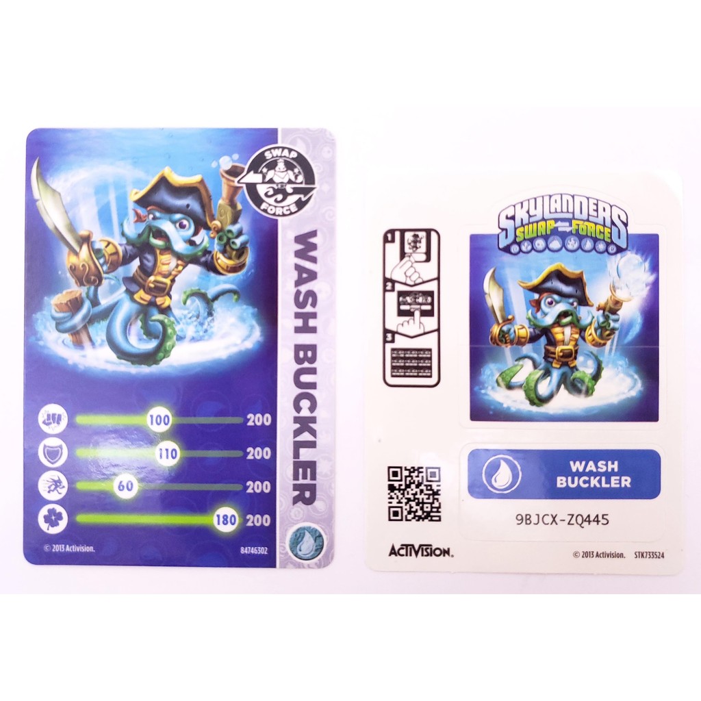 Card e Adesivo Skylanders Swap Force Wash Buckler TCG