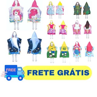 Poncho Toalha De Praia Infantil Com Capuz - Toalha Infantil Várias Estampas Envio Imediato