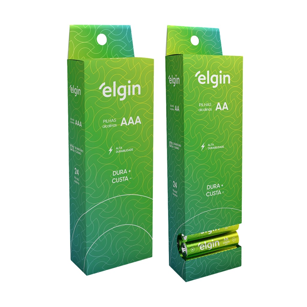Kit Pilha Alcalina AAA 24 un +  Pilha AA 24 un Tubo Elgin em Oferta na Shopee