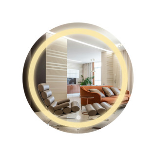 Espelho LED 60Cm Redondo Jateado Touch Liga Desliga de Parede em Oferta na Shopee
