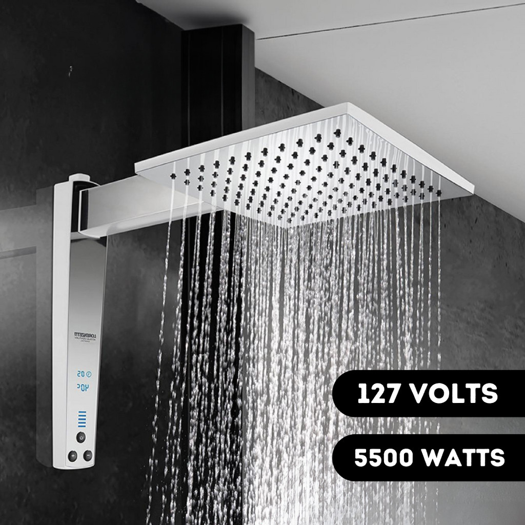 Chuveiro Ducha Acqua Century Digital Branco Cromado 127v 5500w Quadrado Lorenzetti