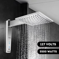 Chuveiro Ducha Acqua Century Digital Branco Cromado 127v 5500w Quadrado Lorenzetti
