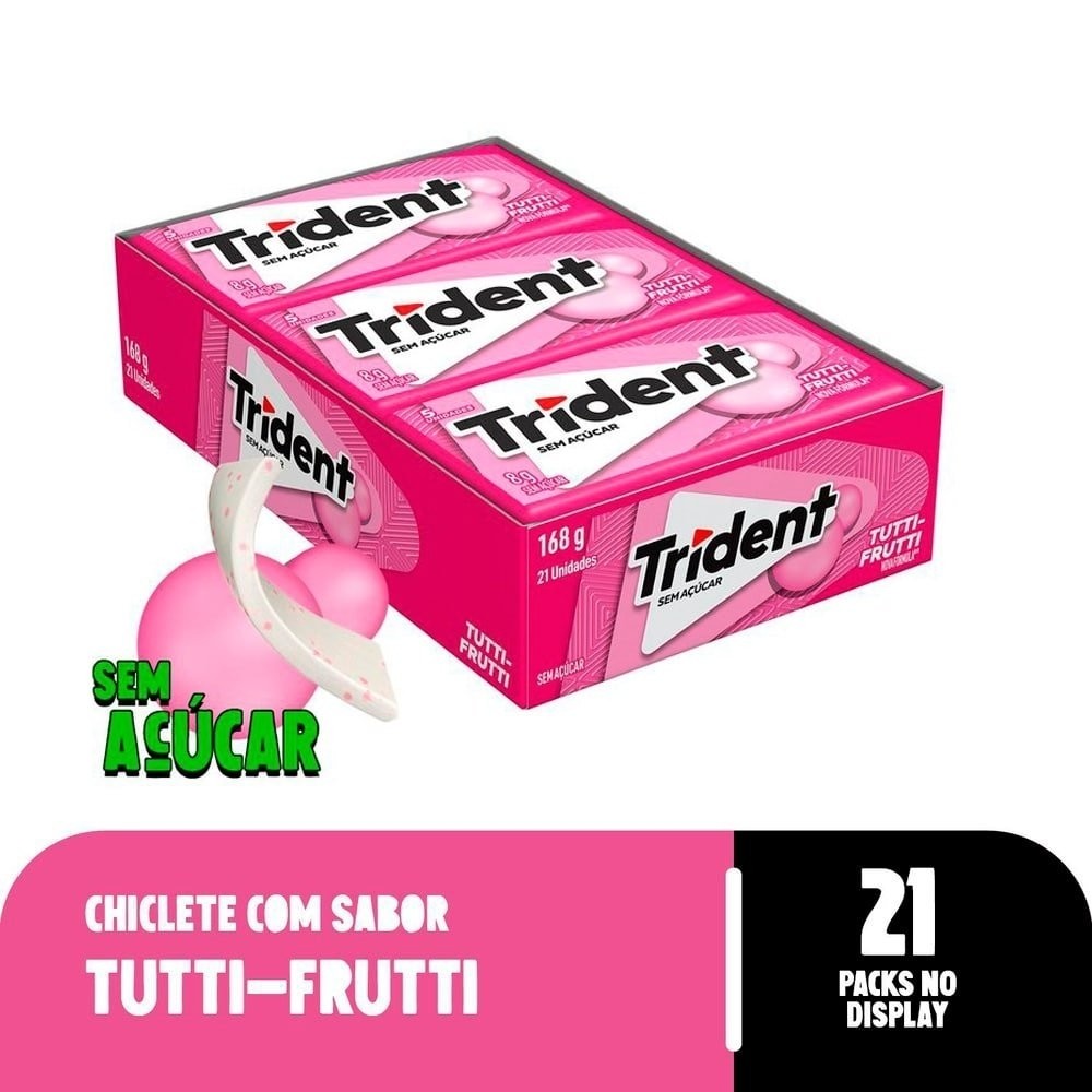 Chiclete Trident Tutti Frutti  Sem Açúcar 8g - Caixa com 21 Unidades - Food & Beverages