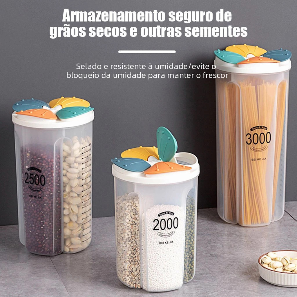 Pote Plásticos Armazenador Medidor Com Divisórias 1500 ML 2000 ML ou 2500 ML 3000 ML Organizador em Oferta na Shopee