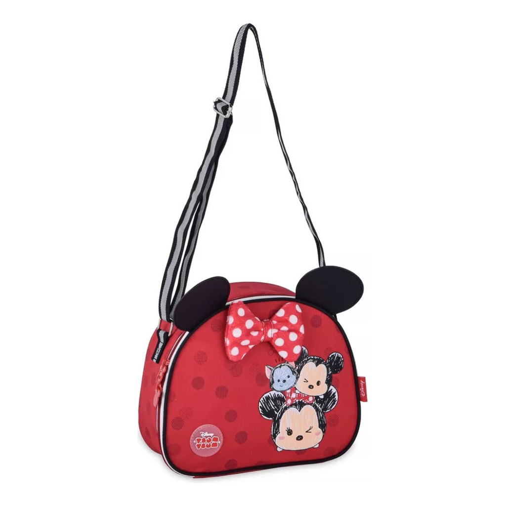 Lancheira Térmica Escolar Tsum Minnie Vermelho Orelhas Alça em Oferta na Shopee