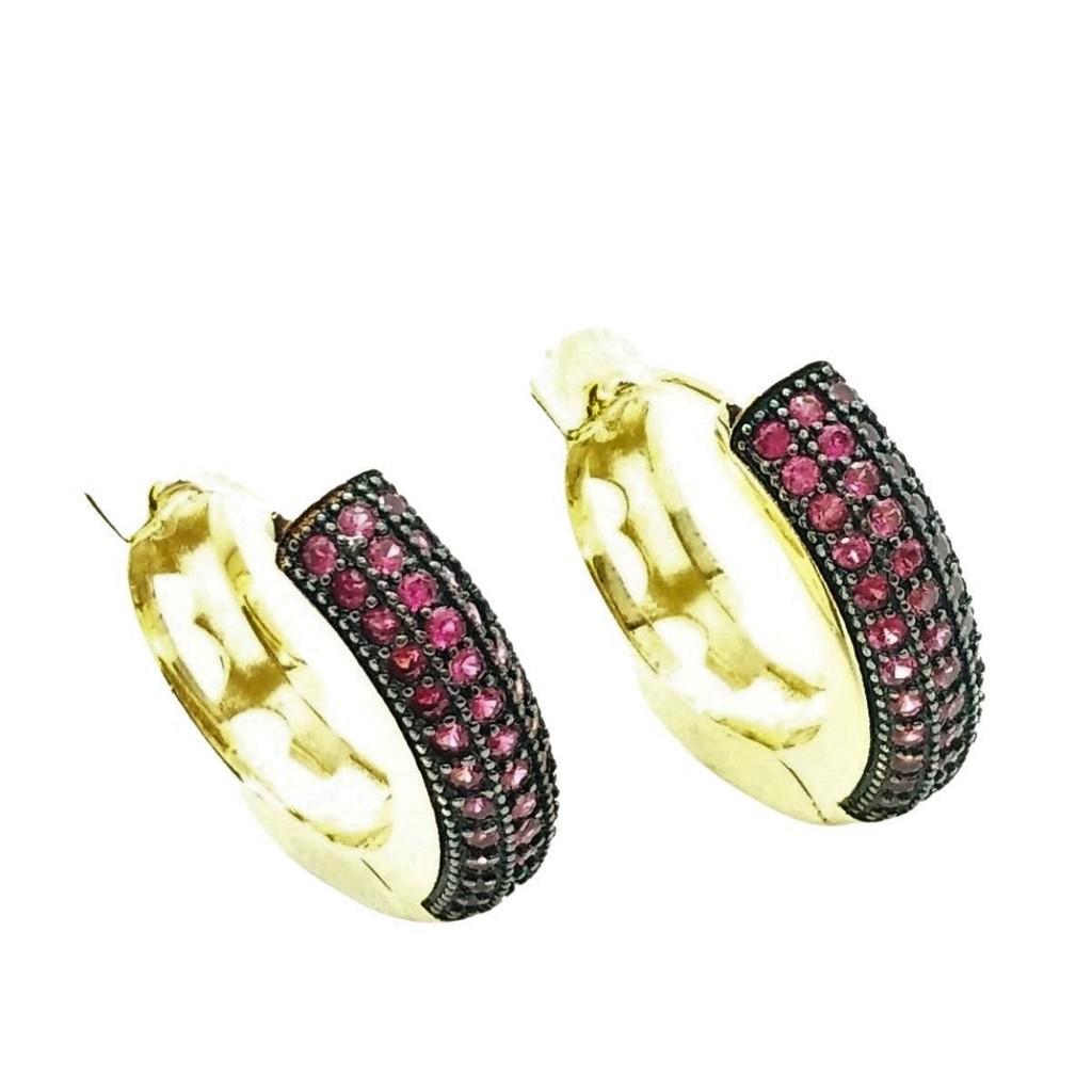 Brincos Argolas Cravejado Pavé Banho De Ouro 18k 3254